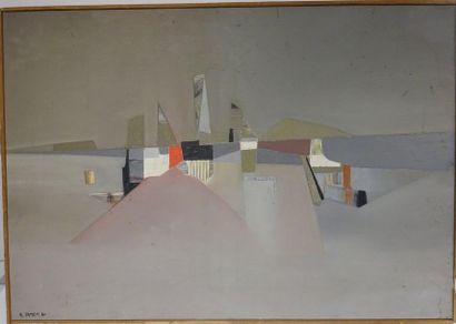 Serge JAMET (1959) 

Fort Apache, 1980. 

Huile sur toile. 

Signée et datée en bas...