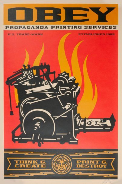 SHEPARD FAIREY (1970) 

Obey propaganda printing services, 2019.

Sérigraphie en...