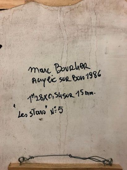 Marc BOURLIER (1947) 

Les Stars n°5, 1986. 

Acrylique sur panneau. 

Signé, titré...