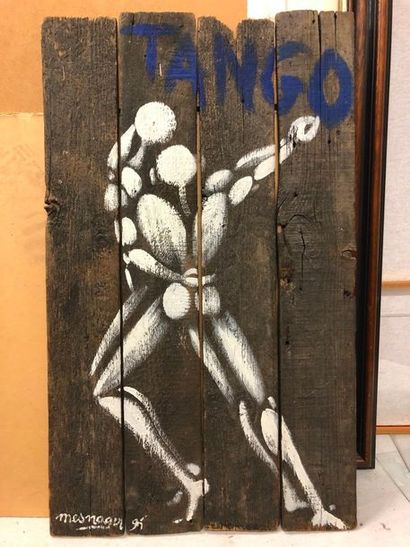 Jérome MESNAGER (1961) 

Tango, 1995.

Acrylic on wood.

Signed and dated lower left.

67...