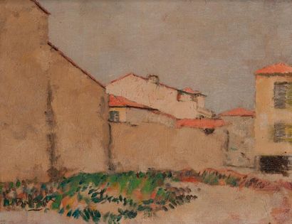 Gaston BALANDE (1880-1971) 

Maisons charentaises.

Huile sur toile marouflée sur...