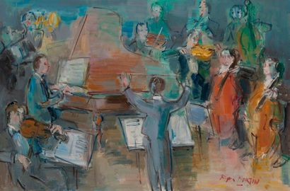 Roger BERTIN (1915-2003) 

Le concert. 

Huile sur toile. 

Signée en bas à droite....
