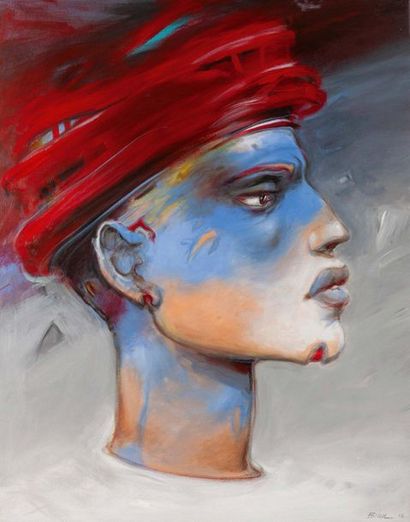 Enki BILAL (né en 1951) "Oxymore Skin 1" Colored
acrylic and oil pastel on canvas.
Signed...