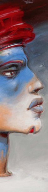 Enki BILAL (né en 1951) "Oxymore Skin 1" Colored
acrylic and oil pastel on canvas.
Signed...