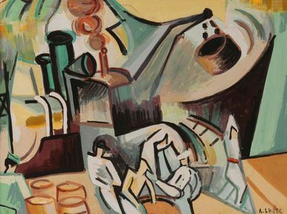 André LHOTE (1885-1962) 
Dockers on a Gouache port
.
Signed lower right.
27 x 35.5...