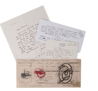 ALECHINSKY PIERRE (NÉ EN 1927) 4 signed autograph letters and notes addressed to...