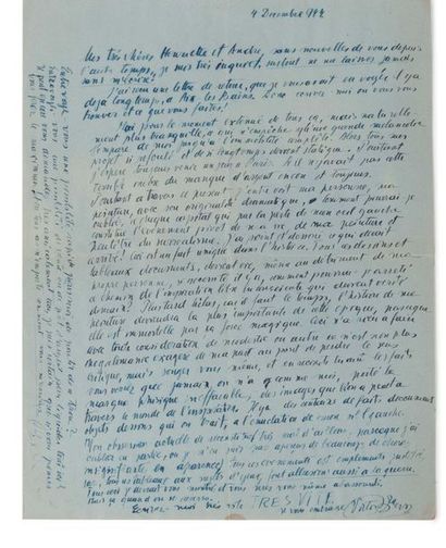 BRAUNER Victor (1903-1966) 
Lettre autographe signée adressée à Henriette et André
GOMÈS...