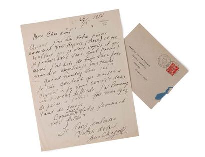 CHAGALL Marc (1887-1985) 
Signed autograph letter addressed to
Jacques PRÉVERT Les...