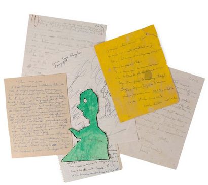CHAISSAC Gaston (1910-1964) 
Ensemble de 6 lettres autographes signées dont 5 illustrées,...