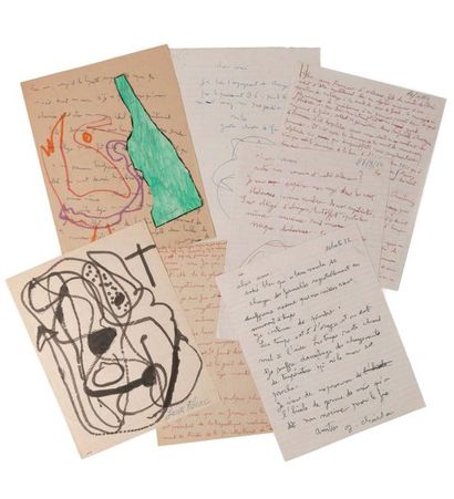 CHAISSAC Gaston (1910-1964) 7 lettres autographes signées illustrées, adressées au...