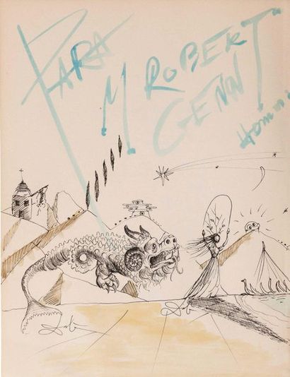 DALI Salvador (1904-1989) 
Exhibition catalogue enriched with an autograph consignment...