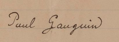 GAUGUIN Paul (1848-1903) 
Lettre autographe signée adressée à « l'amateur inconnu...