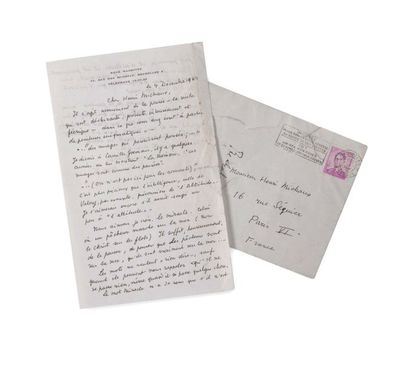MAGRITTE René (1898-1967) 
Signed autograph letter addressed to Henri MICHAUX Brussels,...