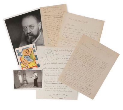 MATISSE Henri (1869-1954) 
Trois lettres autographes signées et une transcription...