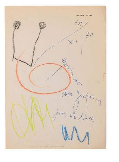 MIRO Joan (1893-1983) 
Signed autograph letter, illustrated with original drawings,...