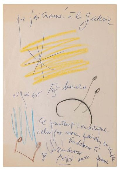 MIRO Joan (1893-1983) 
Lettre autographe signée, illustrée de dessins originaux,...
