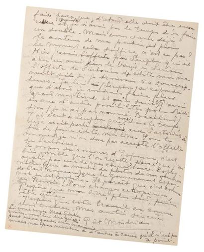 MONDRIAN Piet (1872-1944) 
Signed autograph letter addressed to
Alfred ROTH Paris,...