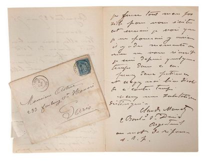 MONET Claude (1840-1926) 
Lettre autographe signée adressée à
Monsieur ASTRUC Argenteuil,...
