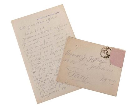 MONET Claude (1840-1926) 
Signed autograph letter addressed to
Gustave GEFFROY Giverny,...