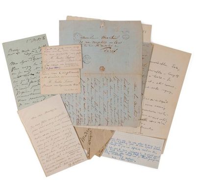 PEINTRES FRANÇAIS Set of eleven autograph letters and cards signed by 19th and 20th...