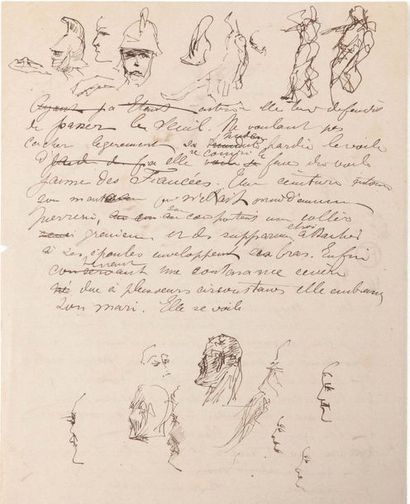 TOULOUSE-LAUTREC Henri de (1864-1901) 
Autograph manuscript illustrated with original...