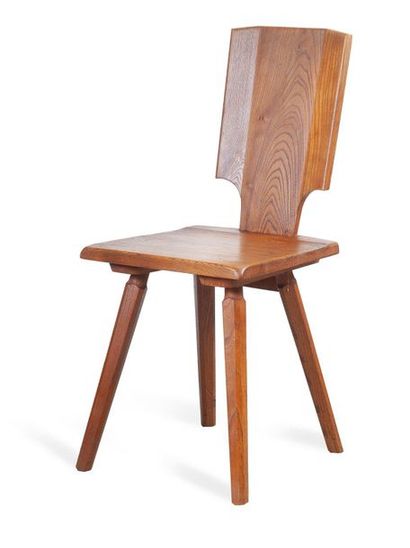 Pierre CHAPO (1927-1987) 
S28, prototype.
Suite de huit chaises.
En bois massif.
H.:...