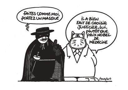 PHILIPPE GELUCK Dessin original LE CHAT ET ZORRO. Encre de chine sur papier Steinbach....