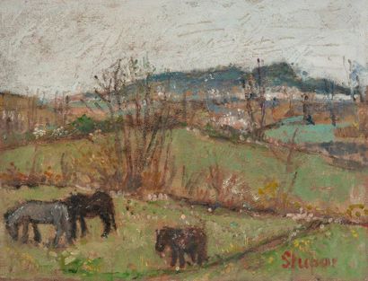 Marko STUPAR (1936) 

Paysage de Corrèze.

Huile sur toile. 

Signée en bas à droite....