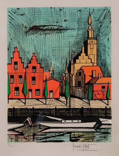 Bernard BUFFET (1928-1999) 

Veere, l'hotel de ville, 1986. 

Lithographie en couleurs....