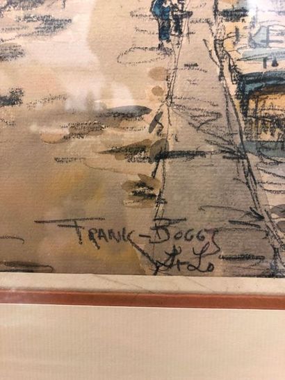 FRANK-BOGGS (1855-1926) 

Saint-Lô, circa 1910. 

Fusain et aquarelle sur papier.

Signé...