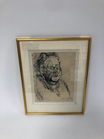 Jacques VILLON (1875-1963) 

Portrait d’homme, 1944.

Encre sur papier.

Signé et...