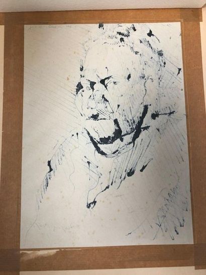 Jacques VILLON (1875-1963) 

Portrait d’homme, 1944.

Encre sur papier.

Signé et...