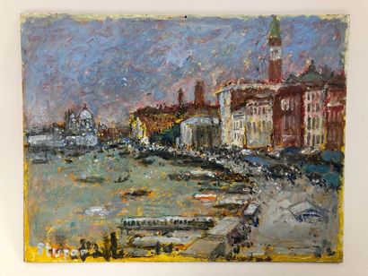 Marko STUPAR (1936) 

Panoramic view of Venice.

Oil on cardboard.

Signed lower...