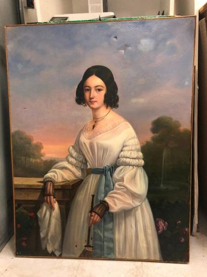 ÉCOLE FRANCAISE de la première moitié du XIXème siècle 

Portrait de jeune femme...
