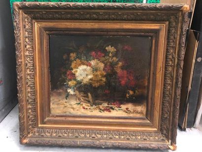 Charles GILBERT-MARTIN (1839-1905) 

Basket of chrysanthemums.

Oil on canvas.

Signed...