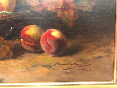 Alfred Arthur BRUNEL DE NEUVILLE (1852-1941) 

Still life with a basket of peaches...