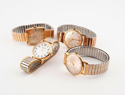 null Set of four men's metal and gold-plated metal bracelet watches including Splendid,...