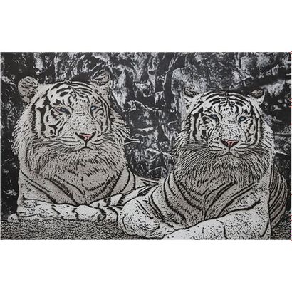 Rouget Jacky Lithographie tirage Rosapina Edition 4/10 « Tigres blancs » 40 x 50...