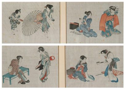 JAPON, début du XXème siècle 

Women sitting or standing, at the toilet, at the umbrella...