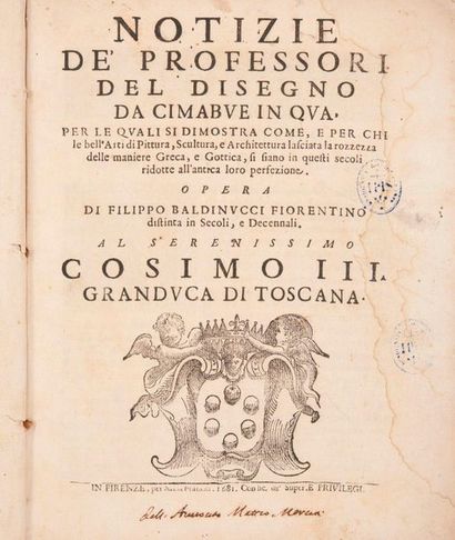 null Notizie de professori del disegno da cimabue in qua.

Opera di Filippo Baldinucci...