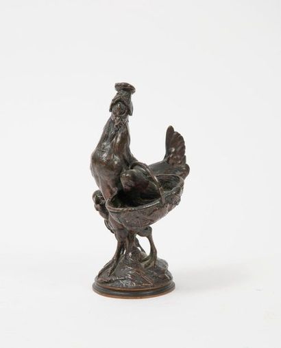 D'après Alphonse ARSON (1822-1895) 

The hen with the basket and her chick. 

Bronze...
