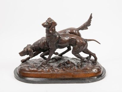 D'après Jules Edmond MASSON (1871-1932) 

Deux chiens de chasse à l'arrêt.

Epreuve...