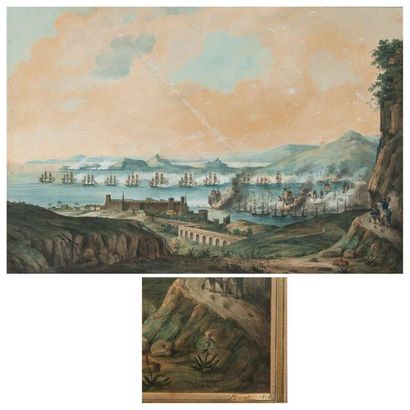 ECOLE FRANÇAISE du premier tiers du XIXème siècle 
La bataille de la baie de Navarin,...