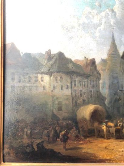 Léonard SAURFELT (c.1840 - ?) 

La place du marché.

Huile sur panneau de chêne.

Signée...