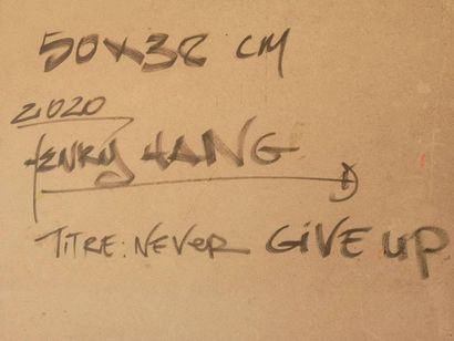 Henry Hang "Never give up" 2020 Technique mixste sur isorel 38x50 cm Don de l'ar...