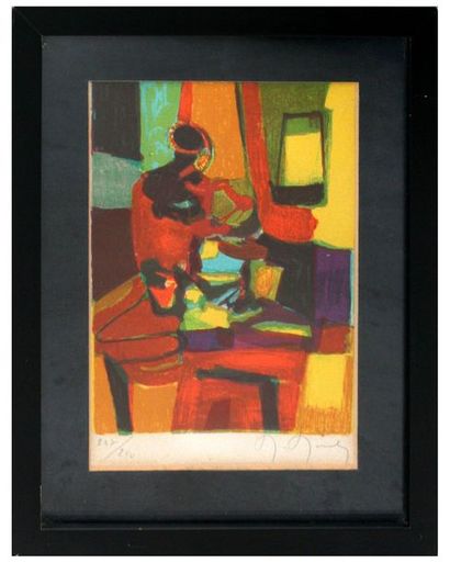 Marcel MOULY Sitting Woman Lithograph signed, numbered 245 on 250 18.5x13cm Gift...
