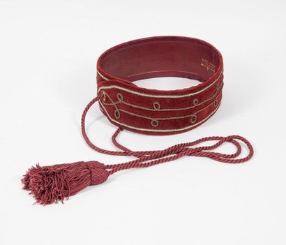 SAINT LAURENT Rive Gauche 

Brick red leather and suede belt decorated with golden...