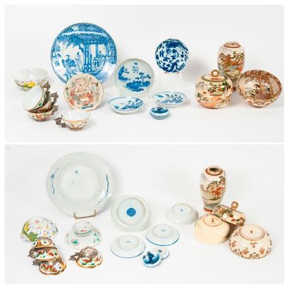 ASIE, XXème siècle 

Set of ceramics :

* JAPAN, Satzuma

- Fine earthenware bowl...