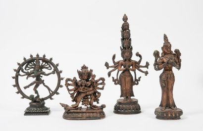 ASIE, XXème siècle 

Four statuettes in patinated metal alloys :

* INDIA

- Shivanataraja...