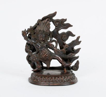 TIBET, XIXème-XXème siècles 

Statuette of Vajrapani in patinated bronze, represented...